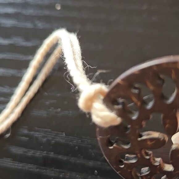 Galaxy Wooden Pendant Necklace Torus Vortex Sacred Geometry Jewel tie y2k boho - Picture 8 of 13